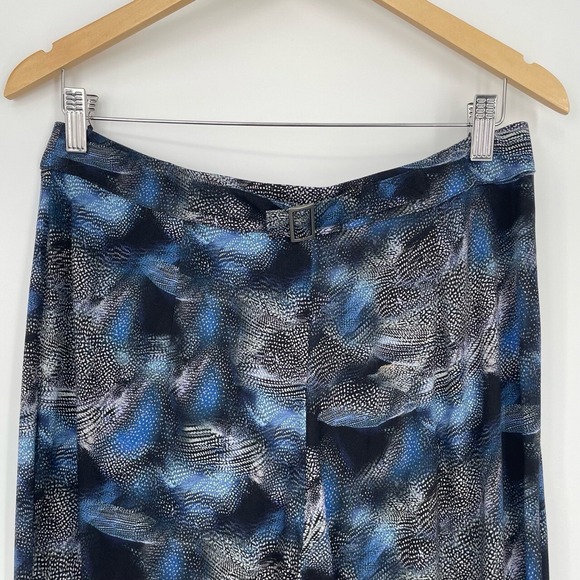 Saint & Sophia Abstract Black Blue Viscose Wide Leg High Rise Luxury Pants 6 - Picture 8 of 10